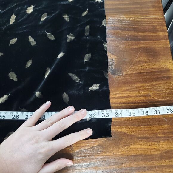 Anthropologie Elevenses Ultra Wide Leg Velvet Silk Pants Women's 6 Black Leaf - Picture 11 of 12